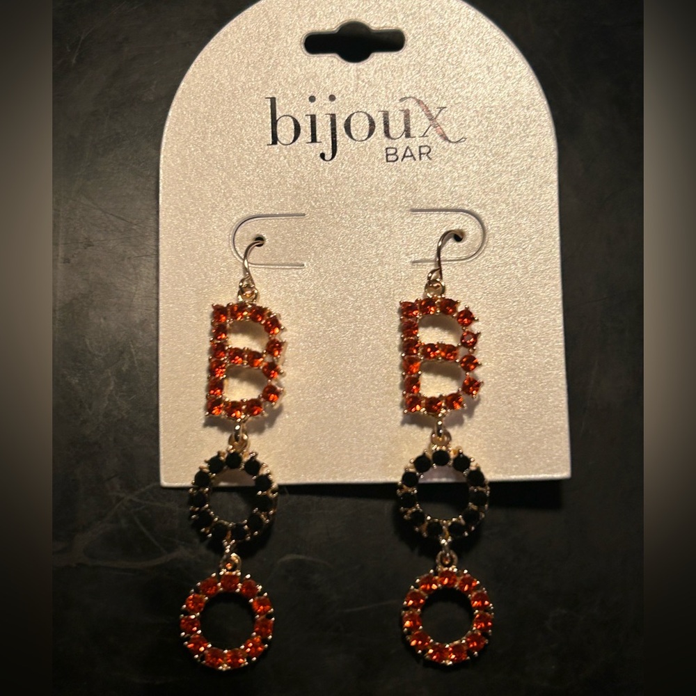 Bijoux Bar Orange and Black Crystal Earrings